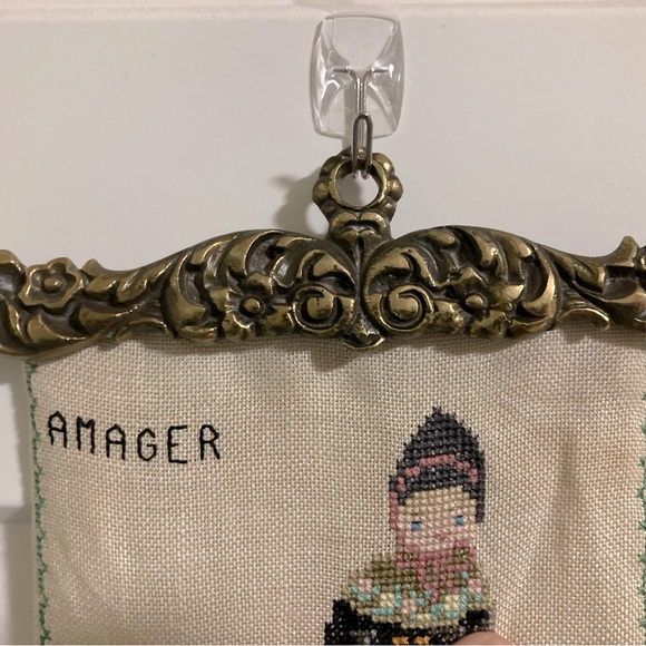 Vintage Danish cross stitch wall hanging - Picture 7 of 8